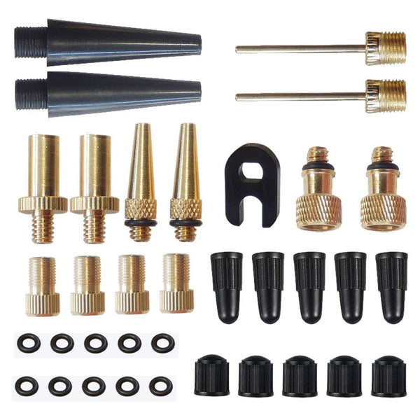 35Pcs All-in-One Valve Adapter Set – Presta/Schrader/Dunlop Valves & Inflator Needle