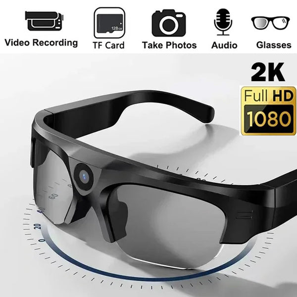 2K Smart Sunglasses HD Camera TWS Wireless Headphones Portable Outdoor Sport Driving Recorder Smart Bluetooth Call Music Player Built-In Photo Video Recorder