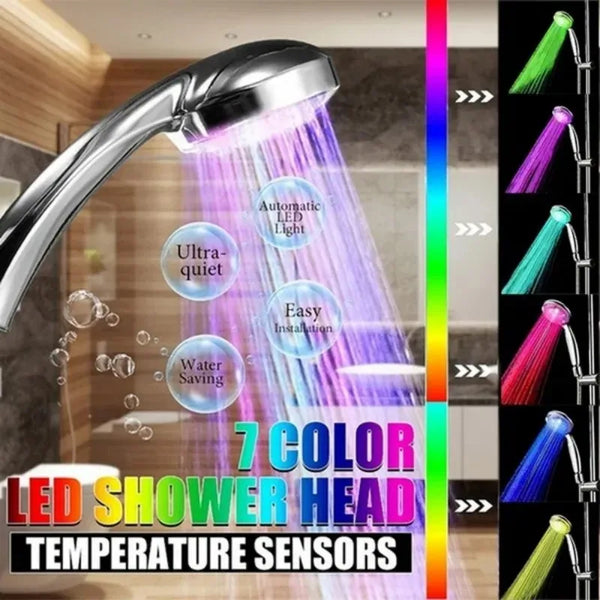 7 Color LED Light Shower No Battery Automatic Glowing Color Changing Shower Head for Romantic Automatic Bathroom Decor