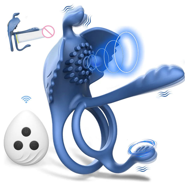 4 in 1 Massage Delayed  Vibration Semen Lock Ring Male Masturbation Anal Toys Wearable Prostate Massager Couple  Toy