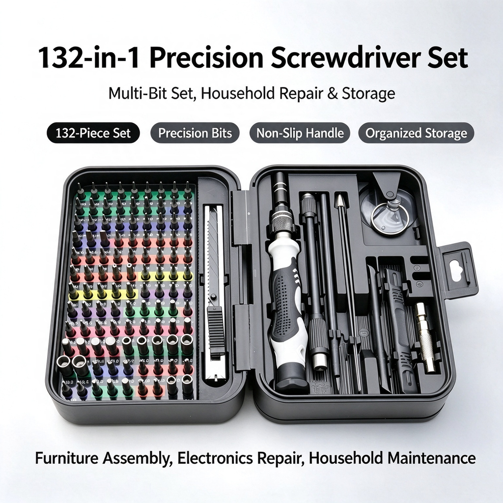 132-in-1 Precision Screwdriver Set | CRV Magnetic Repair Tool Kit for PCs, Phones, Laptops, and Electronics | Separate Storage Box