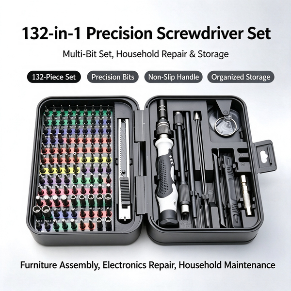 132-in-1 Precision Screwdriver Set | CRV Magnetic Repair Tool Kit for PCs, Phones, Laptops, and Electronics | Separate Storage Box