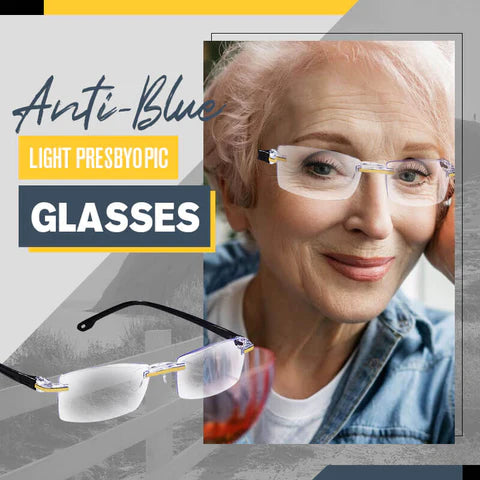 Men Women Anti Blue Light Rimless Reading Glasses Anti-Wear Anti-drop