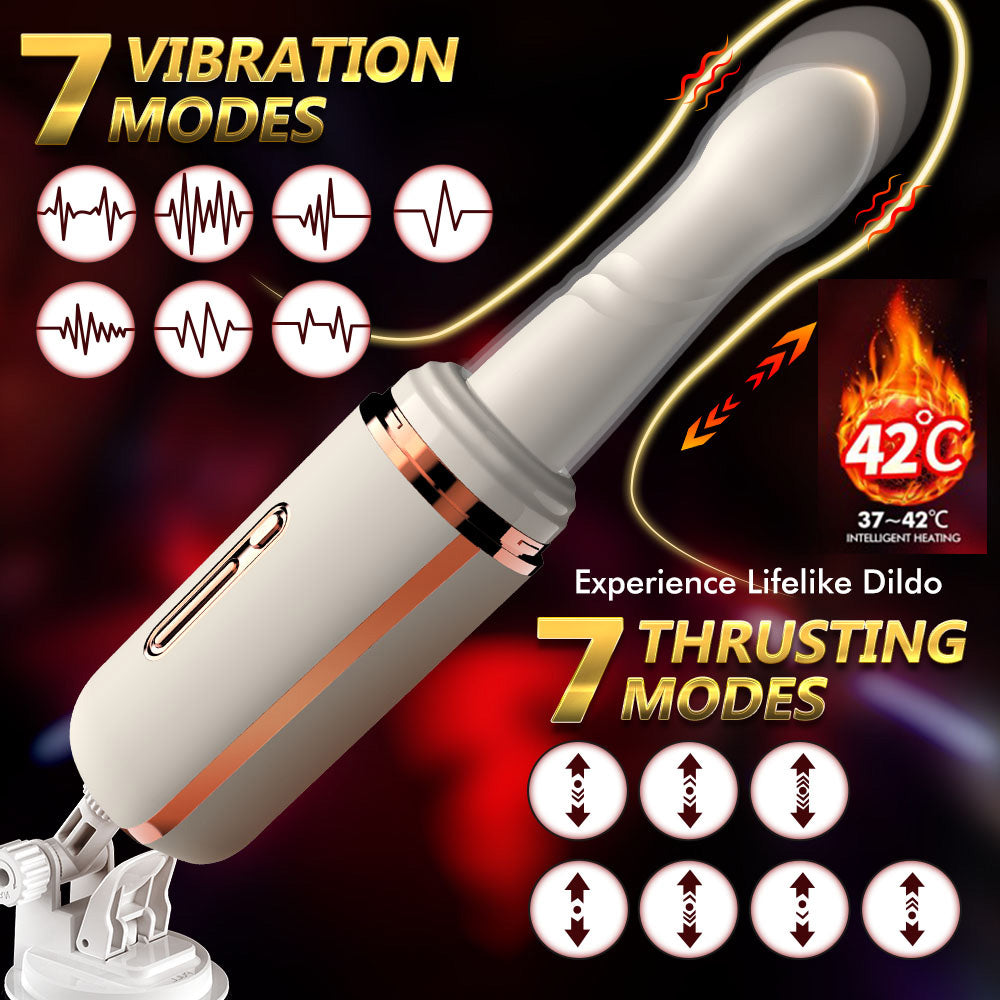 Female Sex Cannon Automatic Thrusting Heated Vibrating Hands Free Cannon Machine 400 Thrusts Per Minute