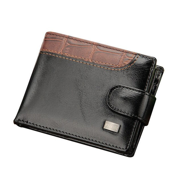 2023 New Patchwork Leather Men Wallets Short Male Purse with Coin Pocket