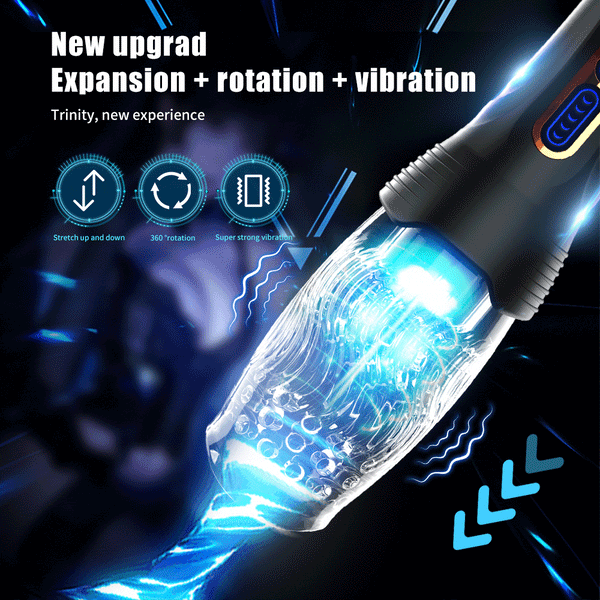 New Oral Sex Blowjob Masturbator Automatic Bare Sleeve with 10 Vibration 5 Kinds Frequency of Telescopic and 360° Rotation