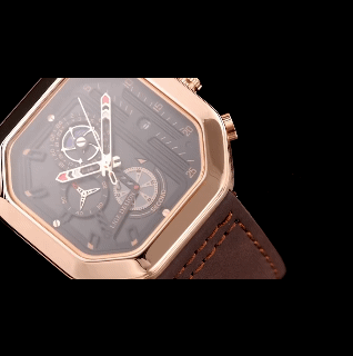 Personalized Octagonal Luxury Sports Waterproof Square Dial Leather Watch