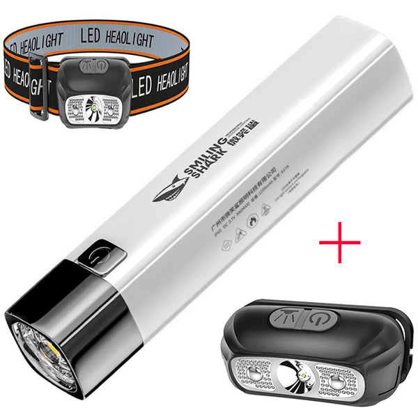 2PCS 60000Lm Mini Power Bank LED Tactical Flashlight and Sensor LED Headlight