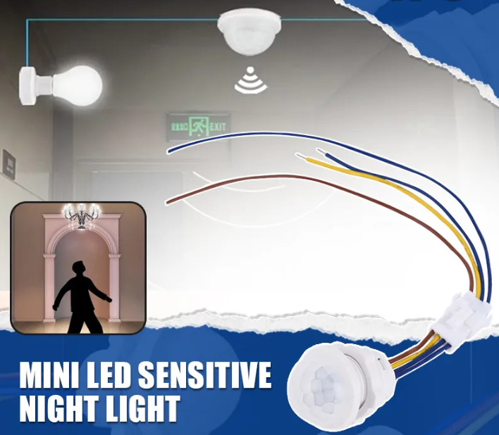 Mini LED Sensitive Night Light Home Indoor Outdoor Infrared Light Motion Sensor Detection Automatic Sensor Light Switch 110-220V