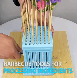 Barbecue Skewers Meat Skewer Tool 49 Hole Kebab Making Box BBQ Grill Beef Mutton Beaf Slicer Kabob Brochette Maker Machine Kit