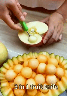 3 in 1 Stainless Steel Fruit Tool Set Fruit Carving Tools Set Watermelon Slicer Fruit Cutter Kitchen 3 in 1 Fruit Carving Tools