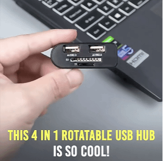 Portable Rotate 4 in 1 USB Hub  Comes with 2 USB Ports and 1 SD/ TF Card Slot