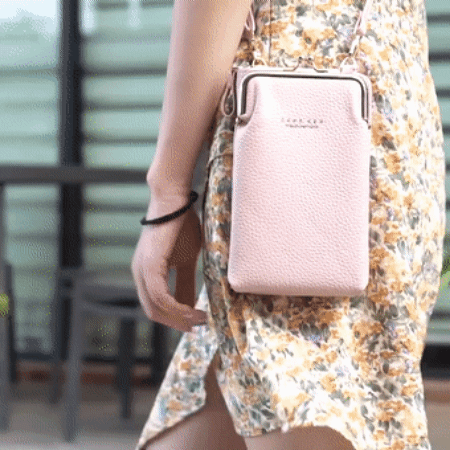 Women Leather Phone Bag Solid Crossbody Bag Wallet Multifunctional Crossbody Phone Wallet