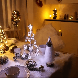 Iron Christmas Tree Table Lamp Glowing Christmas Tree Christmas Tabletop New Year 12.9 inch high