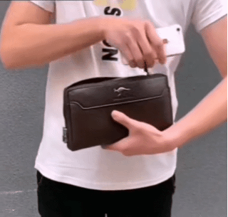 Luxury Brand Men Clutch Leather Bag Combination Lock Long Wallet