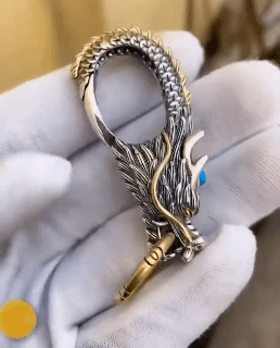 Handmade Dragon Head Keychain Get Rich Good Luck Chinese Dragon Bead Key Ring Good Luck Key Holder Car Purse Bag Charm Pendent