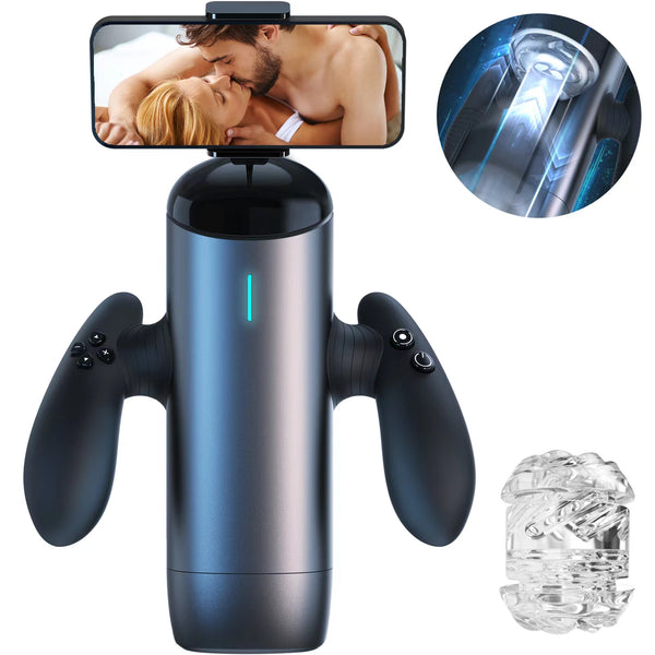 Masturbator for Men High Speed 4000 times/min Automatic Telescopic Thrusting Realistic Vagina Pussy With  Phone Holder