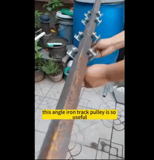 2Pcs Heavy-Duty Pulley Angle Iron Support Cable Pulley Circular Bearing Trolley Steel Wire Rope Suspension Pulley