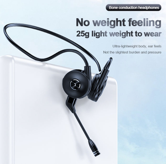 Business Bone Conduction Earphone Wireless Bluetooth Stereo Ear Hook Sports Headset Business Headphone with Detachable Mic