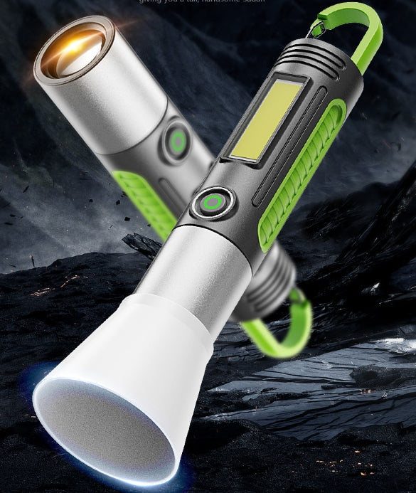 100000 Lumens GT10 White Laser Mini Bright LED Zoom Flashlight Built-in 1500mAh Lithium Battery USB Rechargeable Keychain Keychain Hanging