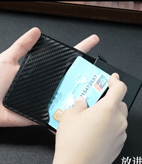 RFID Anti-theft Swipe Automatic Pop-up Card Leather Metal Ultra-thin Multi-card Slot Wallet