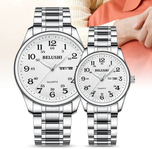 High-end Wonmen Men's Watches Big Dial Big Numbers Fashion Simple Cool Atmosphere Stainless Steel Waterproof Quartz Watch