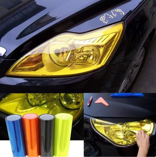 2Pcs Car Headlight Lamp Film Fog Lamp Sticker Car Headlight Tailing Moulding Foil Self-Adhesive Car Accessories