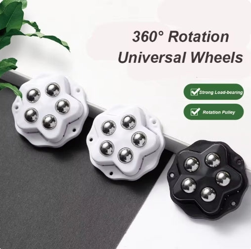 8/24PCS Super Load-bearing 5 Bead Universal 360° Rotating Wheels For Appliance Furniture Self Adhesive 5 Beads Ball Wheels Universal Pulley