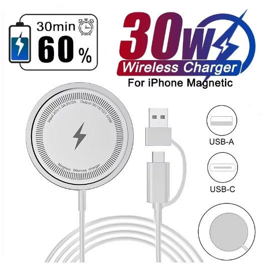 30W Magnetic Chargers Fast Wireless Charger Pad Stand for iPhone 15 14 13 12 11 Pro Max Airpods PD Macsafe Phone Charging Dock