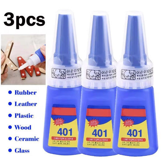 3Pcs 401 Instant Fast Adhesive Colorless Multi-Purpose Fix Super Strong Instant Adhesive
