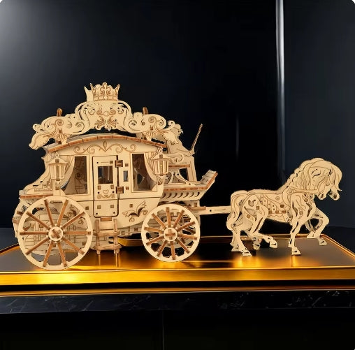 Wooden 3D Carriage Dioramas Interesting 3D Wooden Puzzle High-end Decor Nightlights