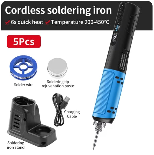 5Pcs Set Wireless USB Electric Soldering Iron Adjustable Temperature Repair Welding Tools Professional Digital Display welder