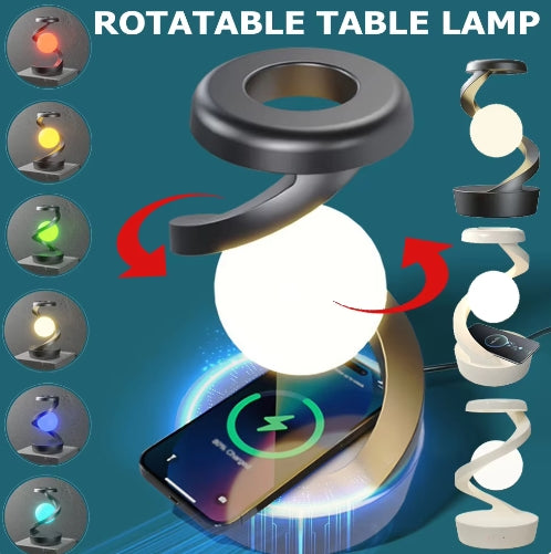 3D Levitating Ball Lamp RGB Floating LED Night Light with Wireless Phone Charger Floating and Spinning in Air with LED Moon Lamp
