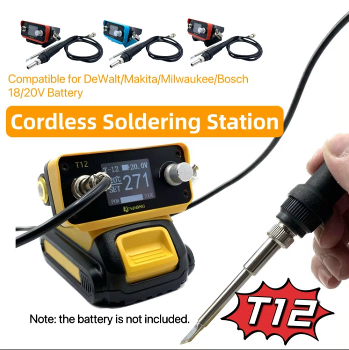 PTS300D T12 Cordless Soldering Iron Station For Dewalt 20V Max Li-ion Battery For Makita/Milwaukee/Bosch Battery Electric Solder