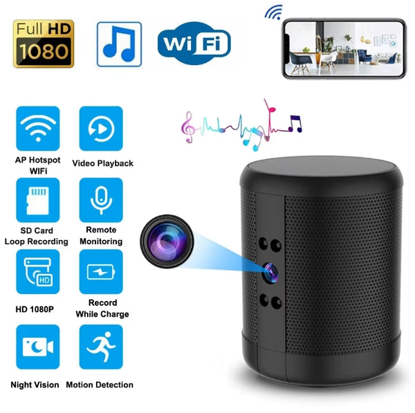 1080P HD Hidden Wifi Camera Bluetooth Speaker Night Vision Two-way Remote Intercom Night Vision Cam 3500mah Battery 160 Degree Wide Angle Lens