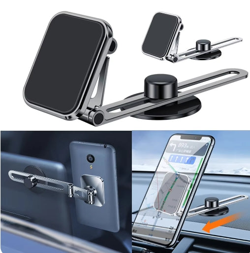 Alloy Invisible Adjustable Foldable Car Magnetic GPS Phone Holder Stand 360 Degree Rotating PC Side Screen Monitor Expansion Support Invisible Rectangular