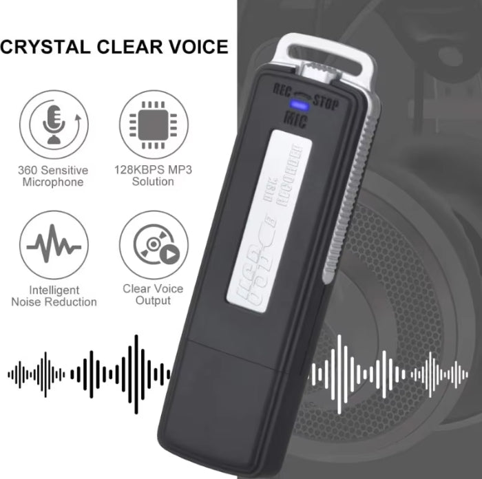 32GB Hidden Professional Noise Canceling USB Voice Recorder A Key Recording 70hours Recording USB Flash Drive