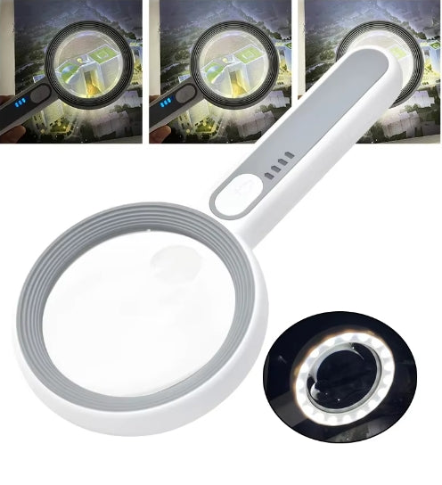 5-30 Times  Rechargeable Handheld Magnifier 3 Illuminated Modes Illuminated Magnifier with LED Lights for Reading Repair Repair Observation