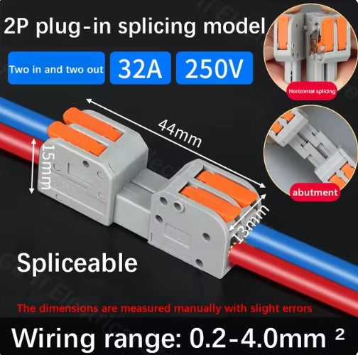 10Pcs Wiring Connectors Push-in Conductor Terminal For Quick Connection 28-12 AWG In-line Wire Connector Compact Splice Insulated Terminal