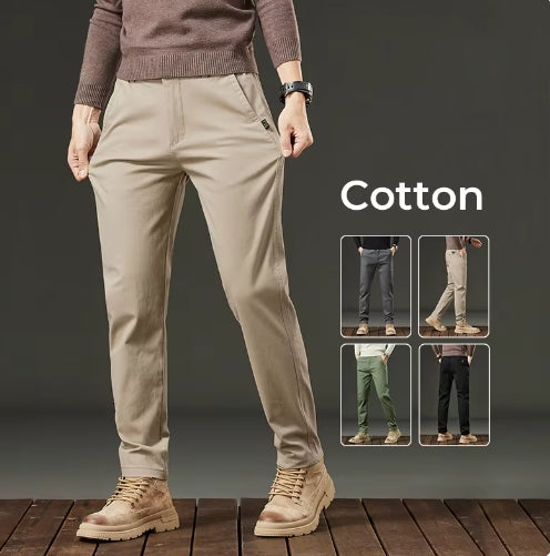 Men Water, Oil and Dirt Repellent Cotton Straight Pants Casual Pants Autumn and Winter