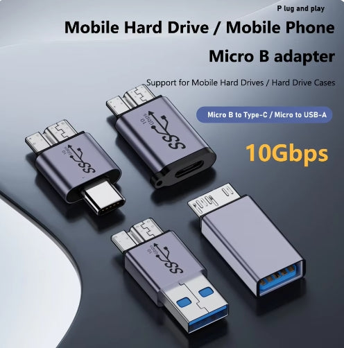 USB 3.0 Type-C to Micro B Adapter 10Gbps Data Transfer Converter For Macbook Samsung HDD SSD Type-C Female to MicroB Male Adapter