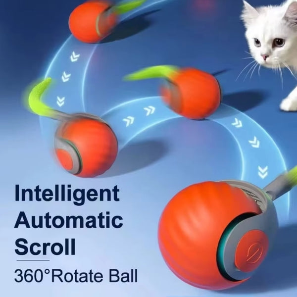 Pet Intelligent Electric Interactive Cat Ball Smart Self Mobility Active Rolling Electric Cat Ball for Cats with Feather Teaser