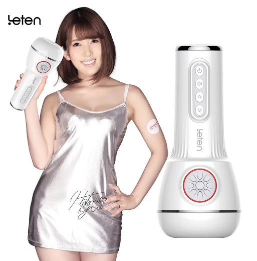 Leten Automatic Masturbator Cup for Male Double Airbag Clip Suck Vibrating Vagina Pocket Pussy Blowjob Stroker