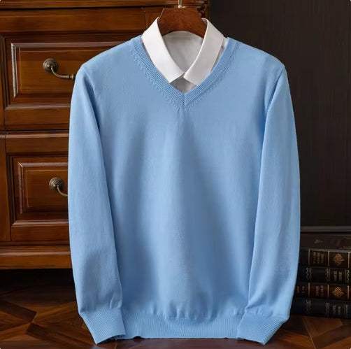 Men V-neck Super Cashmere Sweater Thick Pullover Autumn Winter Warm Classic V-neck Clothes Male Jumper Jersey