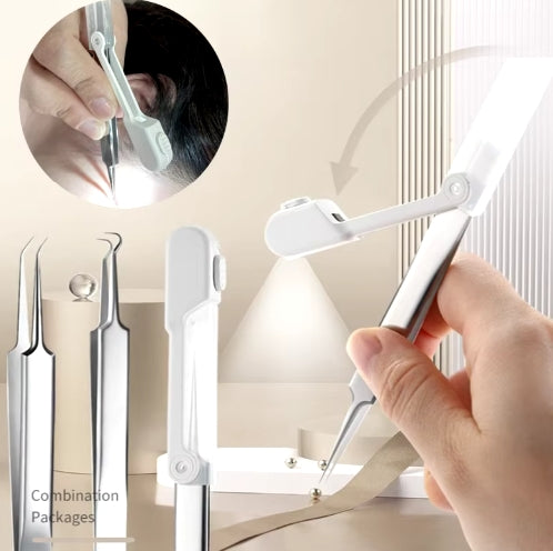 3Pcs Cell Pimples Blackhead Clip With Lights Acne Needle Tweezers Comedone Acne Extractor Blemish Pimples Acne Needle Removal Tool