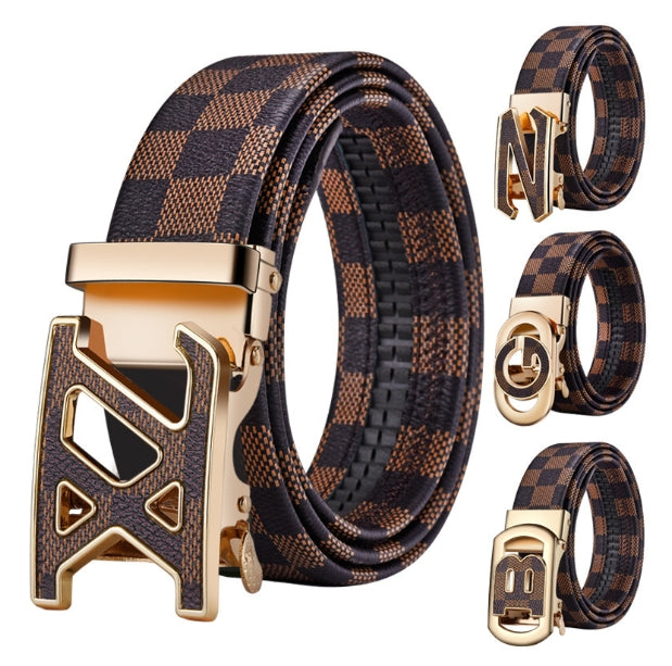 Male Luxury Brand Leather Belts Automatic Buckle Men belts Genuine Leather Belt 120cm