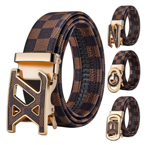 Male Luxury Brand Leather Belts Automatic Buckle Men belts Genuine Leather Belt 120cm