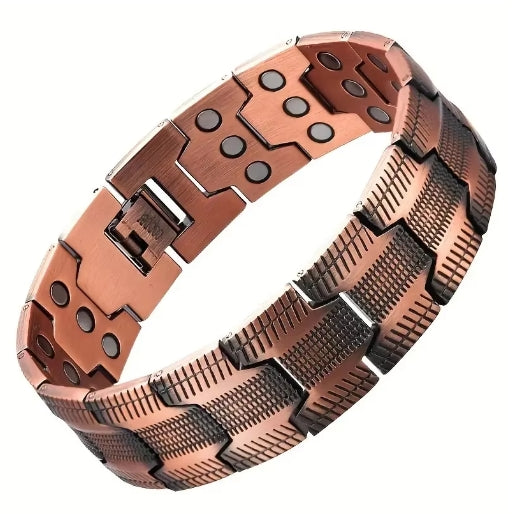 3500 Gauss 3X Strongth Pure Copper Magnetic Therapy Bracelet Men‘s Red Copper Link Bracelets 3X Magnetic 99.9% Pure Copper Bracelet
