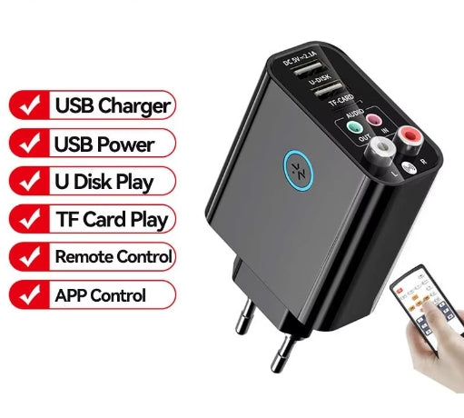 Multifunction Bluetooth 5.0 Audio Receiver Transmitter Stereo Wireless Adapter TF/U Disk Play Quick USB Charger For Headphone TV IR APP Control