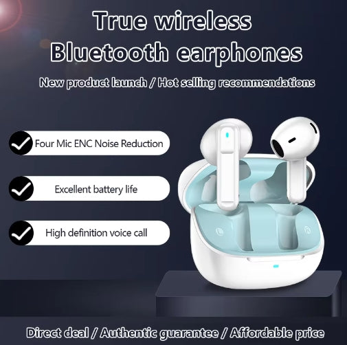 Explosive TWS Wireless Bluetooth Earphones with Four Mark ENC High Definition Call Noise Reduction Light Weight Long Battery Life HiFi Sound Effect